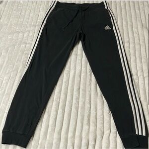 Adidas Black and White Sweatpants with Signature Stripes